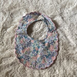 Floral Baby Bib with Scalloped Edges